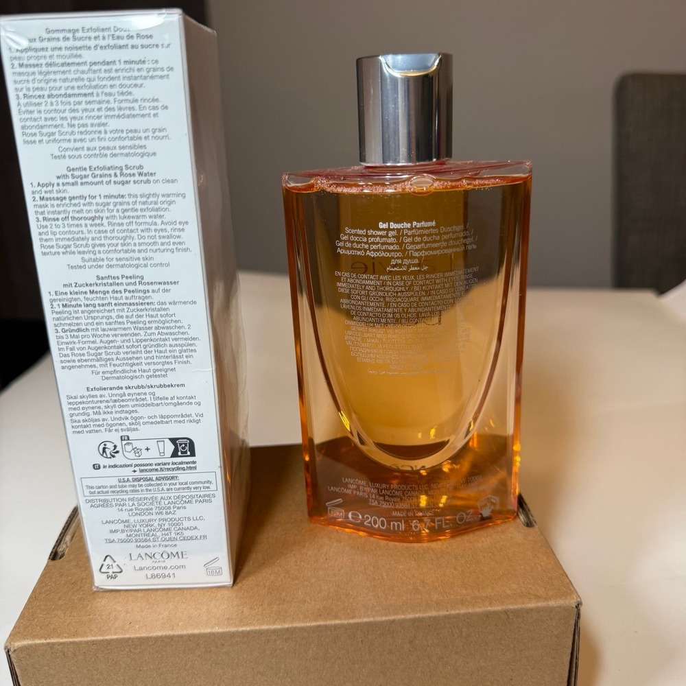 NEW LANCOME La Vie est Belle Shower Gel 6.7oz & Rose Sugar Scrub 3.34 fl oz. - Picture 4 of 7